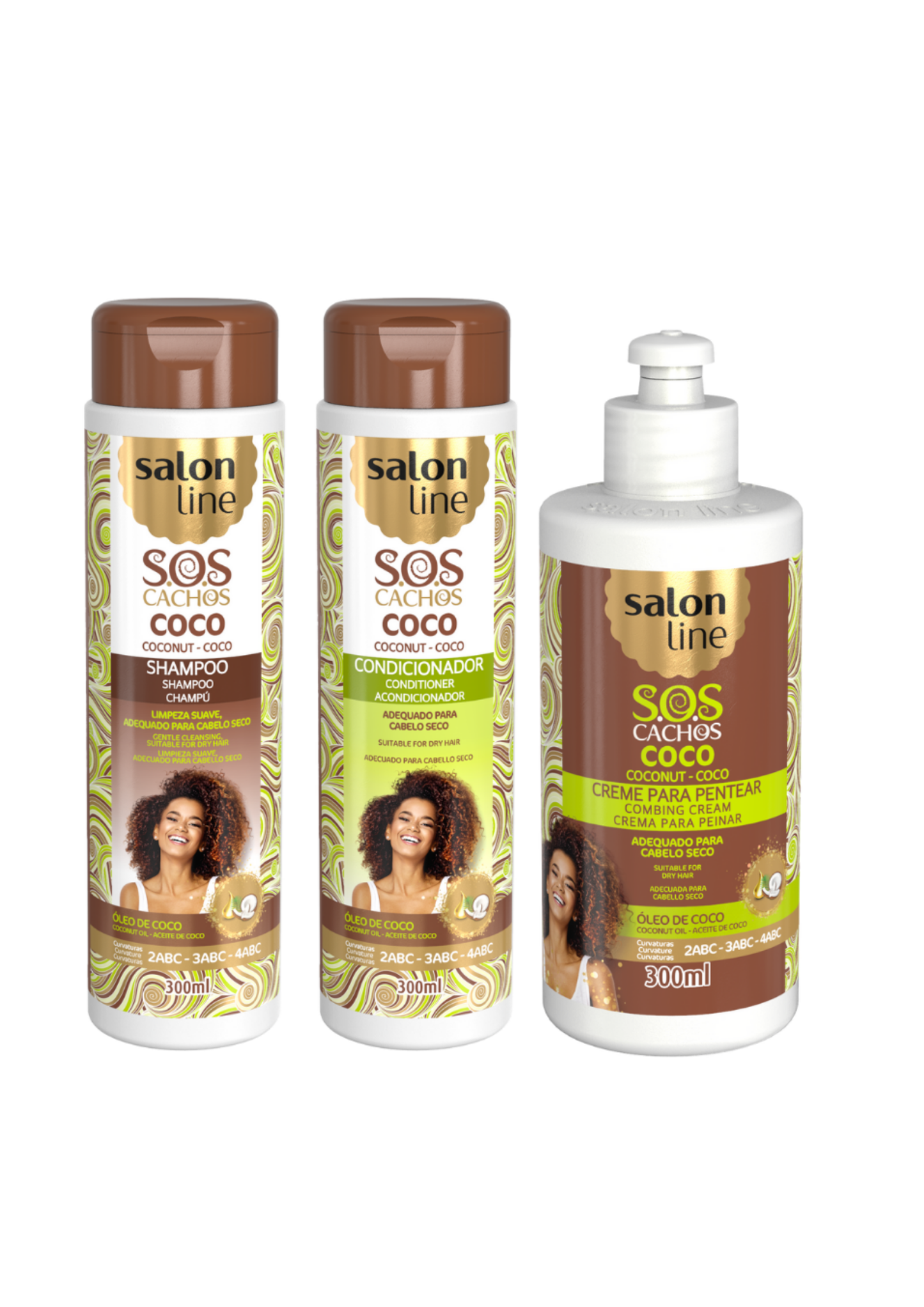 Salon Line SOS Cachos Kokusnuss Shampoo, leave-in-conditioner und Spulung für lockiges Haar