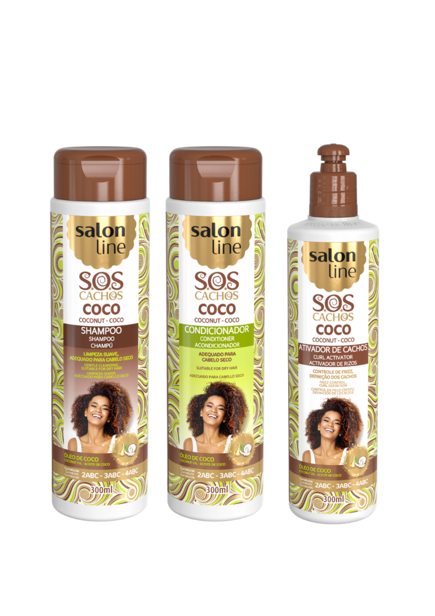 Salon Line SOS Cachos Kokusnuss Shampoo, lockenaktivator und Spulung für lockiges Haar