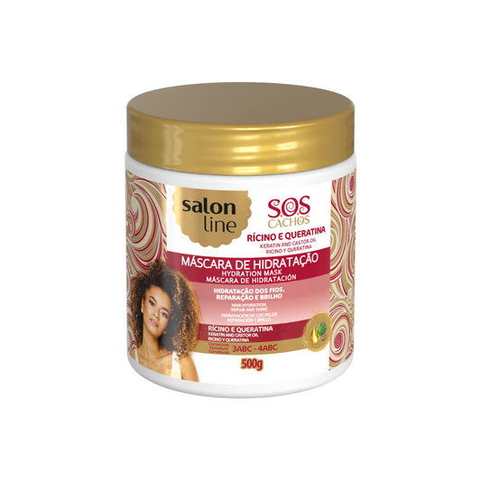 Salon Line SOS Cachos Keratin und Rizinusöl Haarkur mask für lockiges Haar