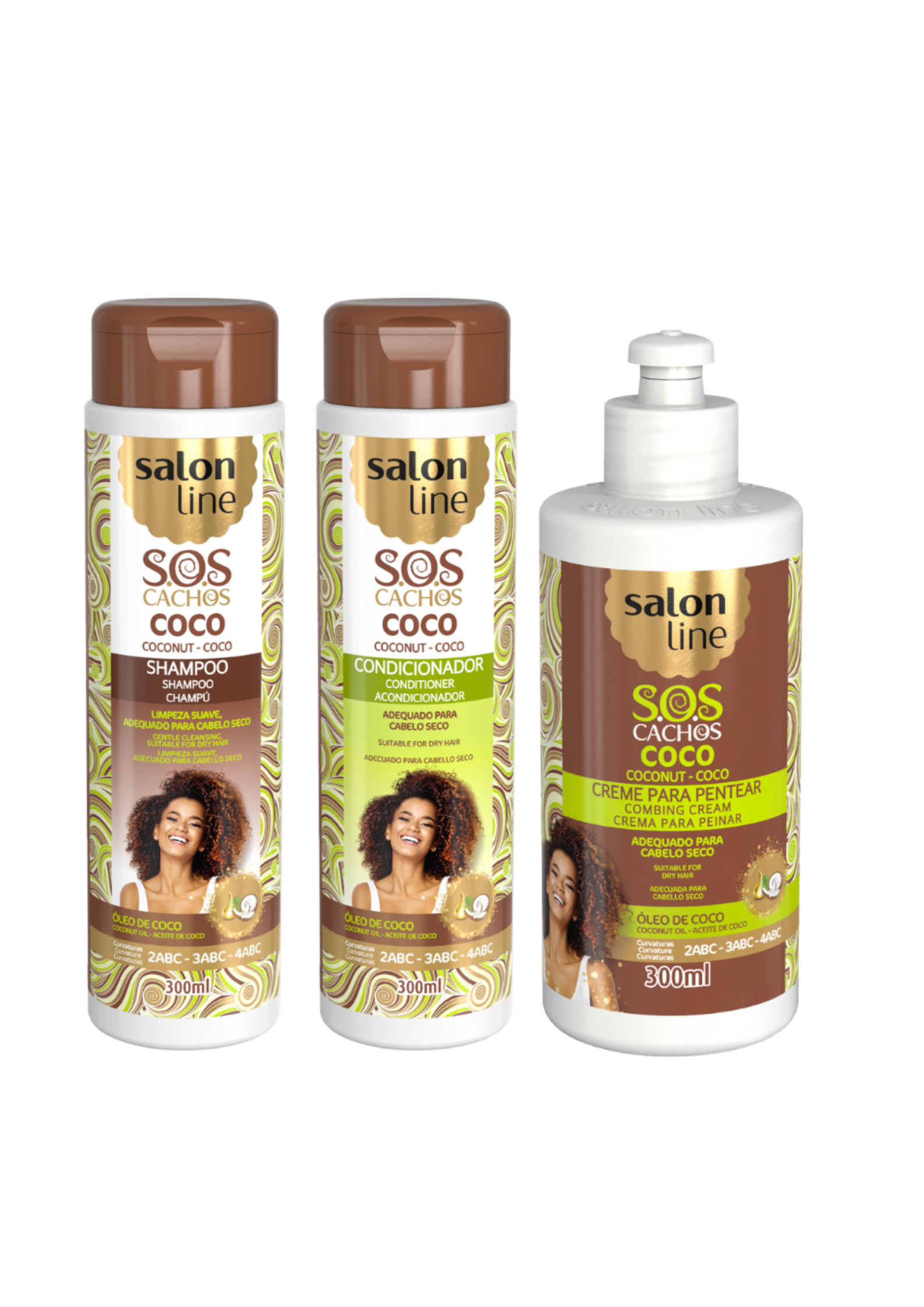 Salon Line SOS Cachos Kokusnuss Shampoo, leave-in-conditioner und Spulung für lockiges Haar