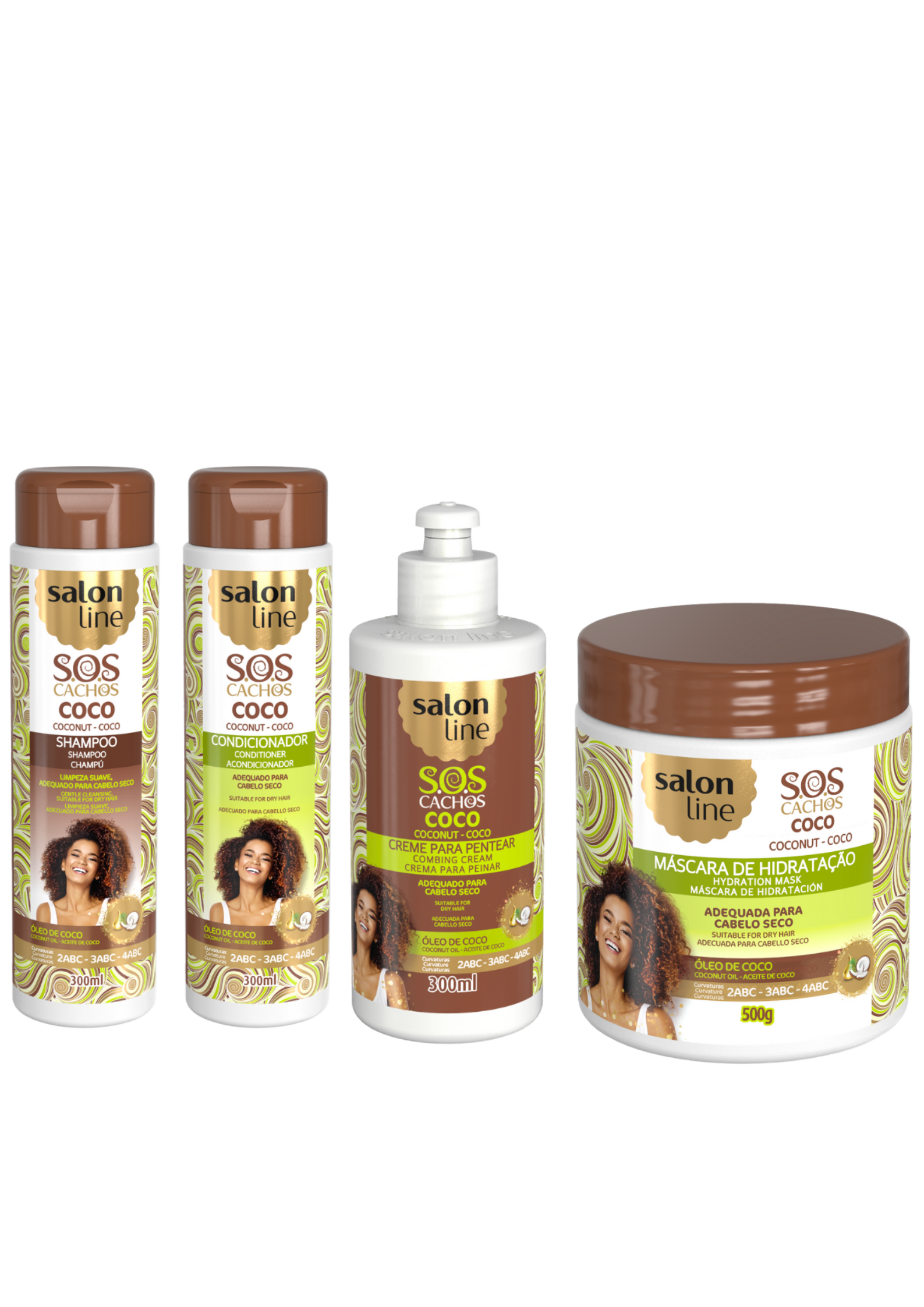 Salon Line SOS Cachos Kokusnuss Shampoo, leave-in-conditioner, haarkur und Spulung für lockiges Haar