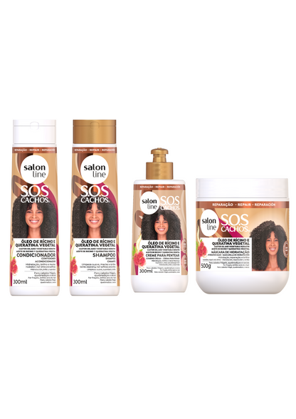 SOS Cachos Castor Oil & Keratin Set – Shampoo für weiche Locken